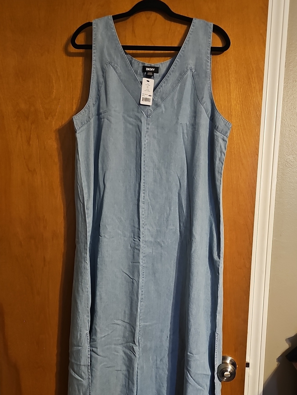 DKNY Light Wash Denim Midi Dress